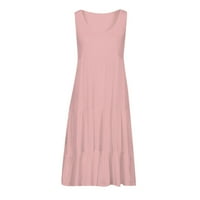 Ljetne haljine za žene ženske ljetne ljetne s čvrstih rukava bez rukava ružičasta m ružičasta m