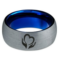 Volfran Flower Lotus Heart u rukama prsten za prsten za muškarce Žene Udobne cipele Plava Dome Brušeno