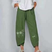 Cleariance Women Moda Ležerne prilike za ispis Preklopite labave pune duljine hlače zeleno xl