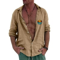 Muški ležerne pamučne majice s dugim rukavima niz gumbi s čvrstom običnom ručnom rukavu ljetne na plaži