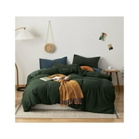 YHBSMT Olive Green Set za posteljinu 【Kraljevska prevlaka + standardna kraljica jastučnice + kraljica