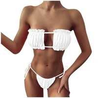 Sunvit Womens SplitSuits Split Solid Betless Sexy Dvije Bikini odjeće za plažu # bijelo