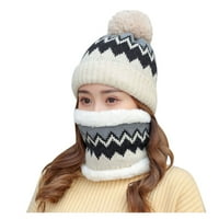 Ženske kape sa rubom ženske ušima dodaju hlače toplotne bicikliste topli zimski kaputit pletenje šal šal bijele boje
