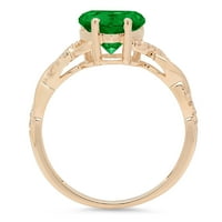 2.1ct srce rezano zeleno simulirano smaragdno 18k žuti zlatni angažman prsten veličine 9,25