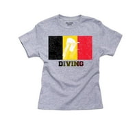 Belgija Olympic - Ronjenje - zastava - Silhouette Boy's Pamučna majica za mlade