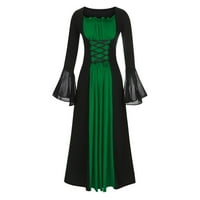 Meichang Womens Renesance Dress haljina s rukavima Steampunk Gothic Square Swing haljina retro patchwork