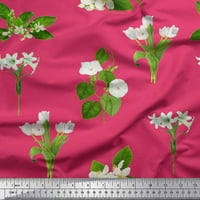 Soimoi ružičasta mahovina Georgette tkanina od listova i bijela cvjetna tiskana tkanina širom