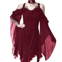 Žene plus veličine modne rose na ramenu Gotic Ruffled Sling haljina nepravilna haljina