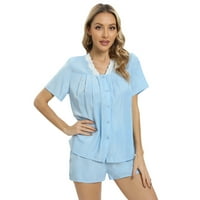 Ženske pidžame postavlja košulju s kratkim rukavima i kratke hlače mekim ljetnim PJS kratkim hlačama