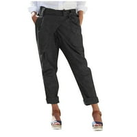 Dadaria hlače za žene visoki struk radne žene, ležerne labave čvrste džepne zavojske pantalone Blačke
