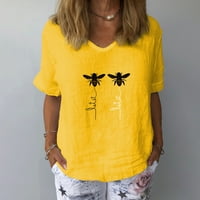 Podplag Ženski hodni rukav, tiskani s vrhovima V-izrez Majica Labava casual bluza