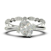 Zasljepljujući minimalistički 2. prsten od ovalnog dijamanta Moissite, vjenčani prsten, jedan podudarni