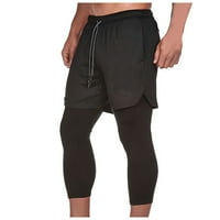 Njoeus muške hlače Muške Capri pantalone Muški dvostruki sloj 2-u-vanjski sportovi i fitnes Brze suhe