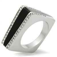 Ženski polirani prsten od nehrđajućeg čelika sa vrhunskim kristalom na vrhu - veličine 5