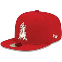 Muška nova era Red Red Los Angeles Angels White Logo 59Fifty ugrađeni šešir