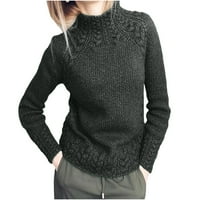 Olyvenn casual labav pleteni džemperi Ženski plus dugih rukava od pune boje pola visokog nagiba vrhova