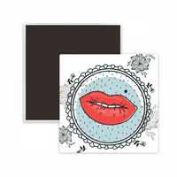 Cvjetni okvir za usne crtani uzorak kvadratni kerac frižider magnet čuva memento