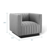 Tufted fotelja akcent stolica, tkanina, svijetlo siva siva, moderan savremeni urbani dizajn, dnevni