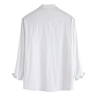 Muška majica Čvrsta duga rukave casual gumb dolje majice stoji ovratnik košulja bluza bijela xxl
