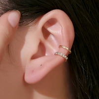 YESBay Ženska kristalna dvoslojna ušna manžetna kopča na naušnicama bez pirsing nakita-bijele k