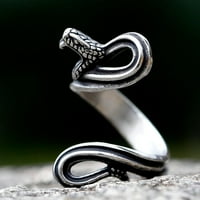 Kućni zmijski prsten od nehrđajućeg čelika sa otvorenim ustima i nakitanim nakitom
