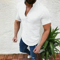Outfmvch majice s dugim rukavima za muškarce Ležerne prilike pamučne posteljine Majica s kratkim rukavima