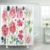 Šareni buket s cvijećem Pastel akvarel slikanje ružičaste četkice Bloom kupaonica za zavjese za tuš