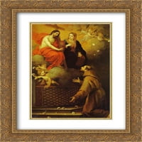 Bartolome Esteban Murillo Matted Gold Ornate uramljena umjetnost Ispis 'Vizija do St. Francisa na porziuncolu'