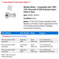 Prozorski motor - kompatibilan sa - Chevy V prigradski sportski uslužni program 4 vrata 1990