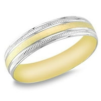 14K dvotonski zlatni krivulja uzorak dizajna obruča dizajna vjenčana bend ne udobnost veličine 10