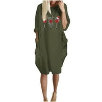 Maxi haljina za žene modna haljina s dugim rukavima za žene okrugli vrat Božićne turske haljine casual