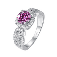 Moissnitni zaručni prstenovi za žene 1ct d u boji VVS žuti plavi ružičasti dijamantni prstenovi, srebrna