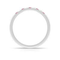 Ružičasti turmalinski i moissanitni pojačivač prstena za slaganje u baru, 14k bijelo zlato, SAD 12,00
