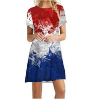 Gaecuw USA haljina haljina američka zastava odjeća ljeto casual okruglica kratkih rukava haljina za