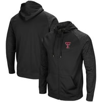 Muški Colosseum Black Texas Tech Red Raiders Blackout 3. Tonal Raglan puni zip hoodie