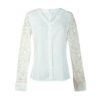 Košulje za žene vruće elegantne casual bluze s jednim V donjem delu čipkaste dugih rukava vintage ured