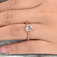 1. Carat morganitni zaručni prsten sa dijamantskim moissite u 10k Rose Gold Art Deco Princess Cut Pink