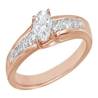 Bijeli prirodni dijamantni zaručnički prsten u 10k ružičastog zlata