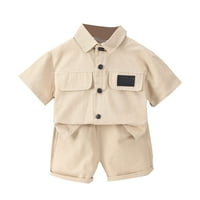 Ležerna odjeća za dječake kratkih rukava majica s kratkim rukavima dva set dječjeg džepnog košulja i