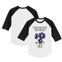 Omladinski sitni otvor bijeli crni Kolorado Rockies cvjetaju bejzbol 3 4-rukava majica Raglan