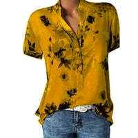 Ženski poslovni casual vrhovi tiskani V-izrez pulover labave bluze vrši obične majice za žene