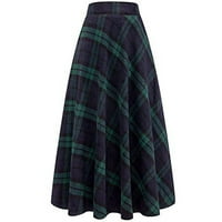 Wofedyo suknje za žene Ženske visokog elastičnog struka Maxi A-line plairana zimska topla flare dugačke
