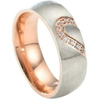 Modna polovica breskve u obliku srca u obliku prstena modnog zaljubljenih poklona od nehrđajućeg čelika