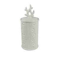 Cilindrična keramička posuda sa koralnim dizajnom Finial, White