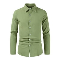 Aueooun muške posteljine dugih rukava Casual Button košulja bluza Plaža Brze sušenje majica sa džepom
