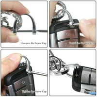 Pleteni taster set D oblik automobila Ključ za ključeve Pom Pom Carabiner Clip Crna ružičasta otisak