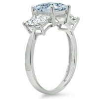 2. CT sjajna princeza simulirana plavi dijamant 14k bijeli zlato tromjenski prsten s 0,25