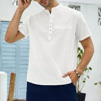 Muška ljetna casual top košulja od pune boje majica kratkih rukava sa ovratnikom modna majica labava