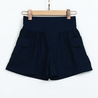 PBNBP Ženske kratke hlače Plus veličine Solid ljetni elastični struk sa džepovima široke noge Flowy
