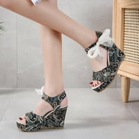 Uhdy sandale za žene riblje usta klinovi cipele klina peta čipkave visoke pete luksuzne sandale